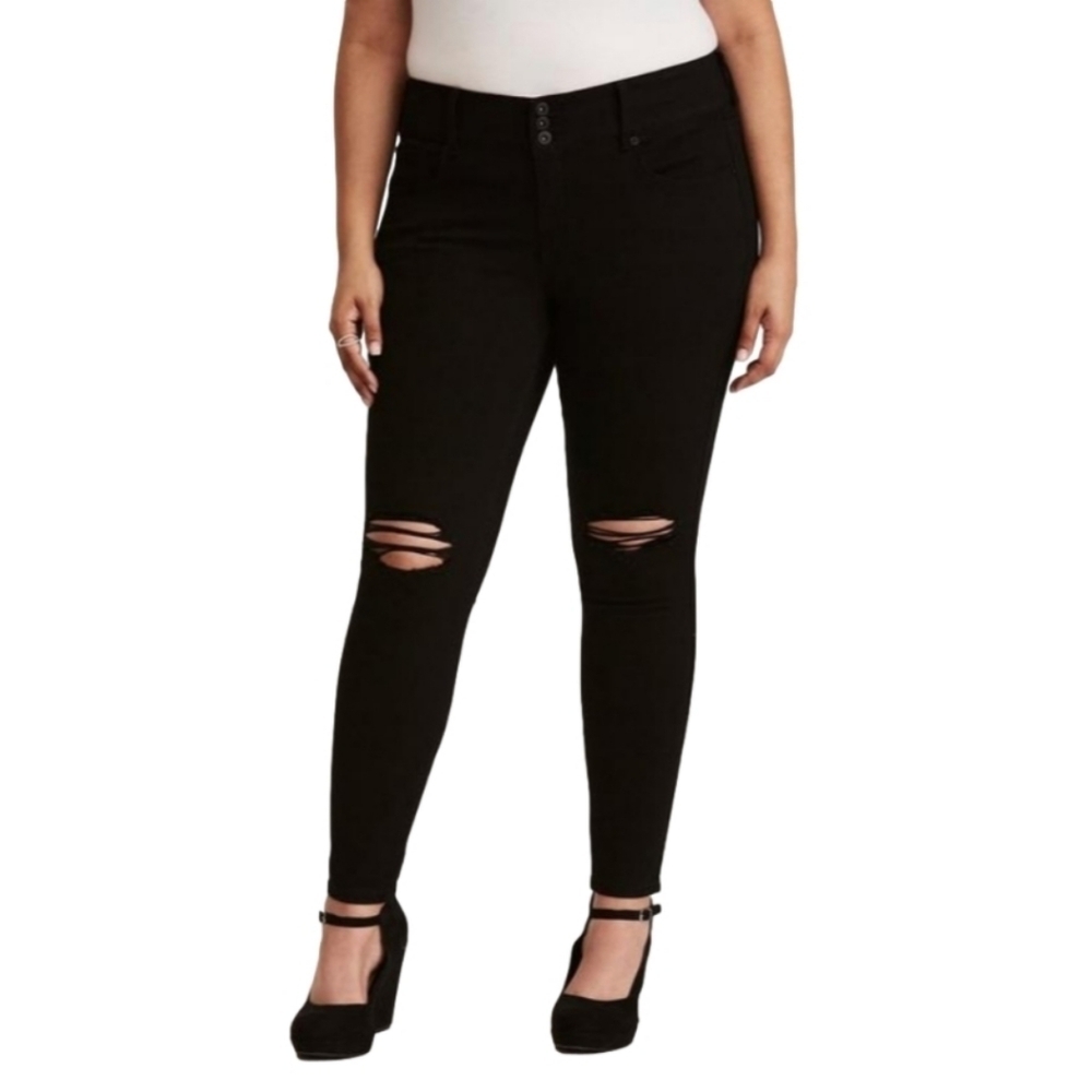 Torrid Premium Stretch Distressed Black Wash Jegging - Women's